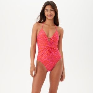 Trina Turk TRELLIS PLUNGE ONE PIECE SWIMSUIT Size 12